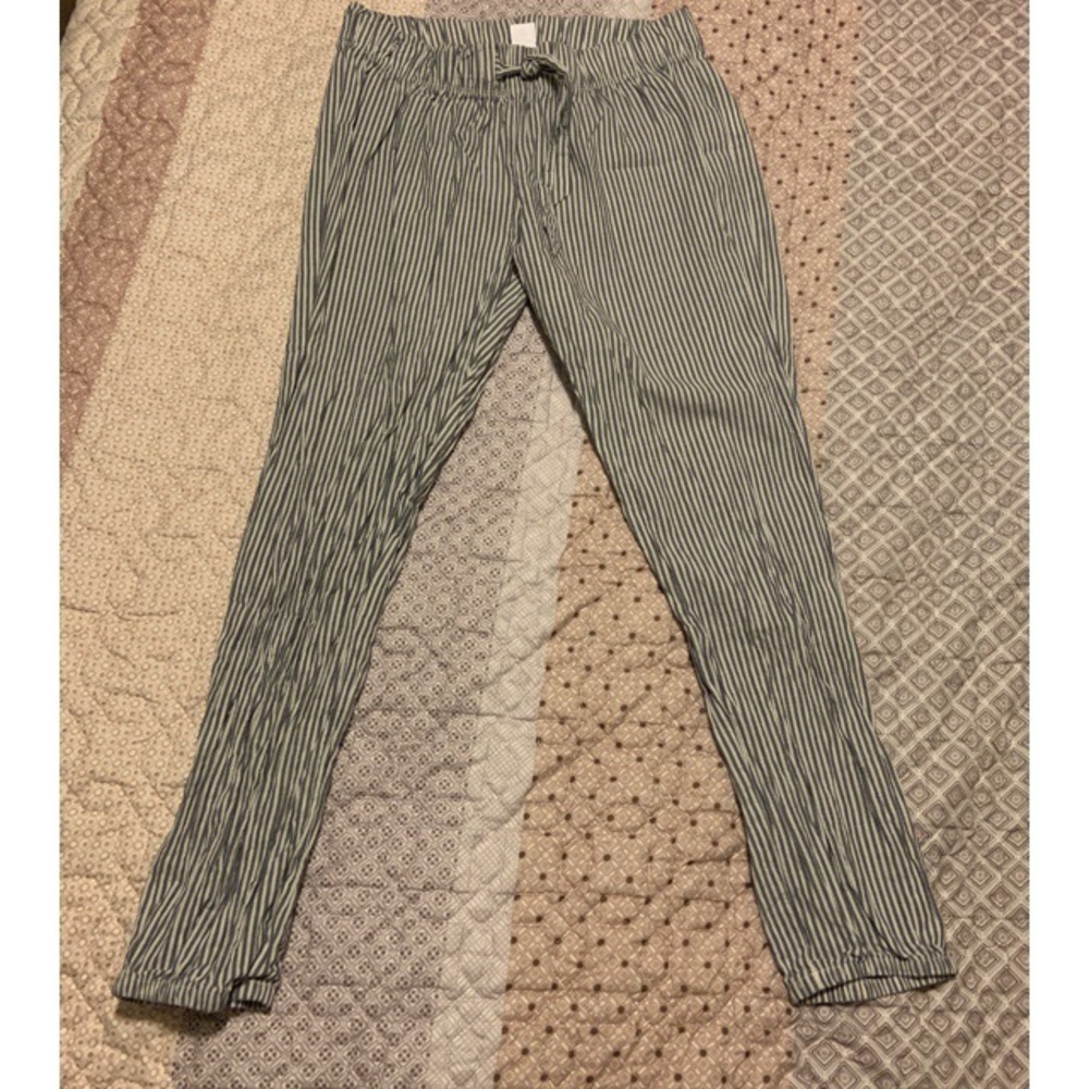 Gap Grey and White Striped Pajama Pants